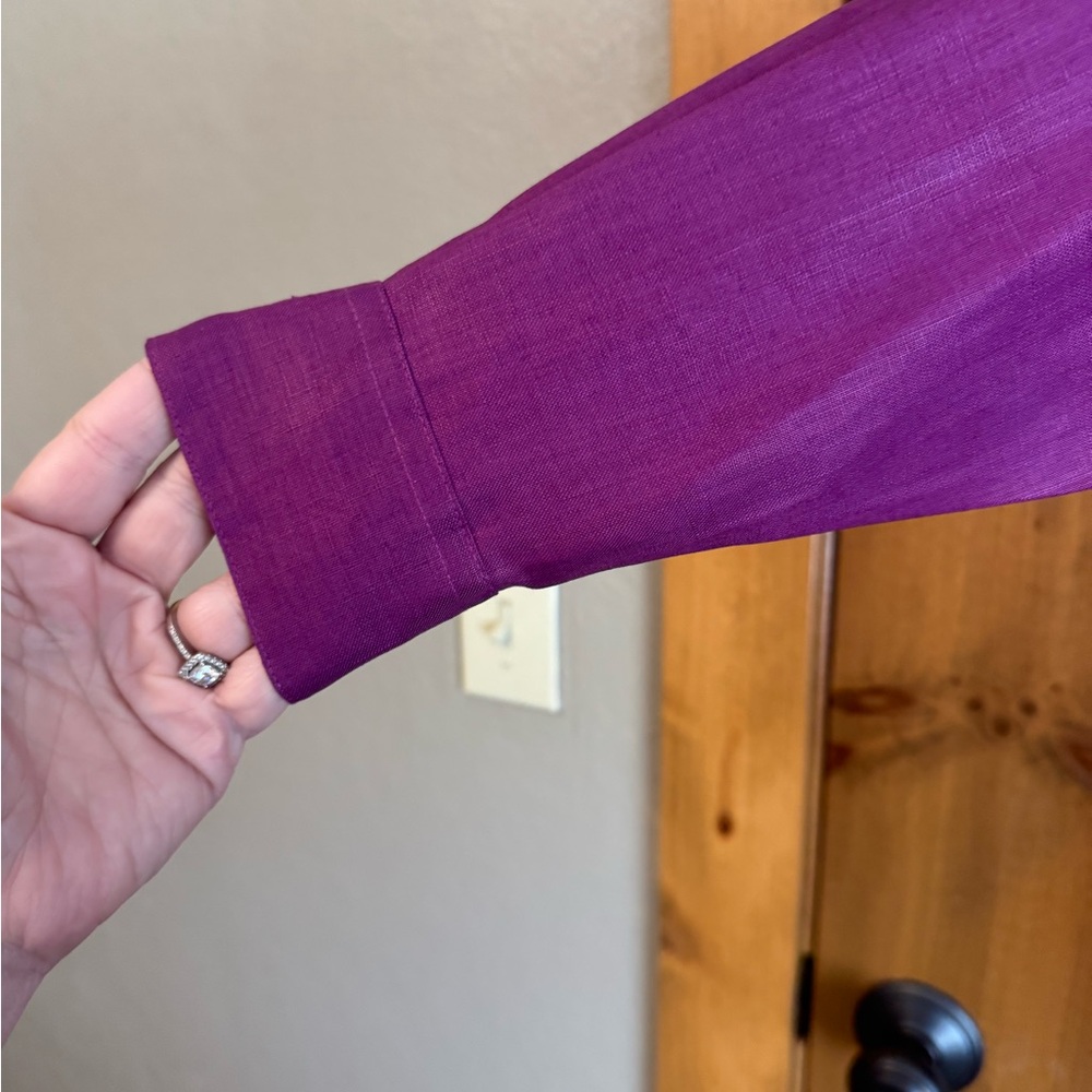 Westbound Vibrant Purple Long Sleeve Linen Shirt - Picture 3 of 10
